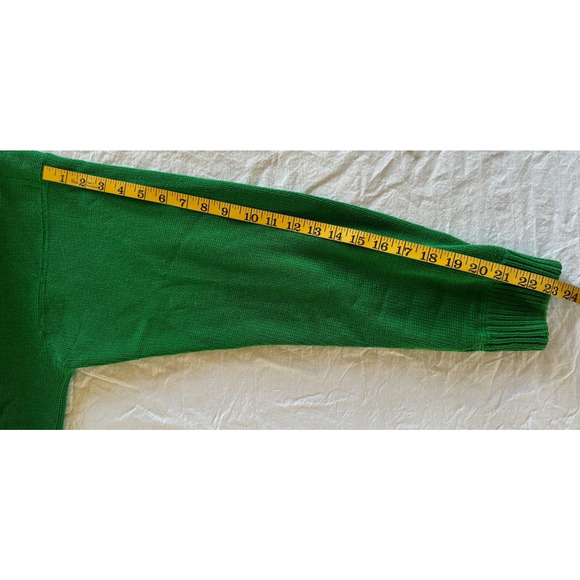 Vintage Mens Tommy Hilfiger Green Sweater Embroidered Crest Pullover M Crew Neck - Picture 8 of 11